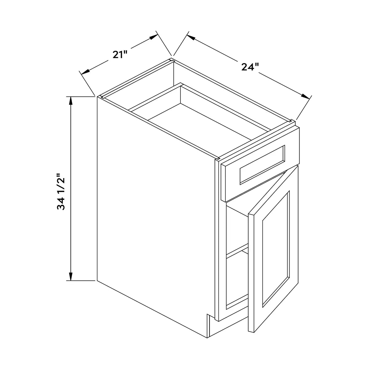 Craft Cabinetry Pure White 21"W Base Cabinet