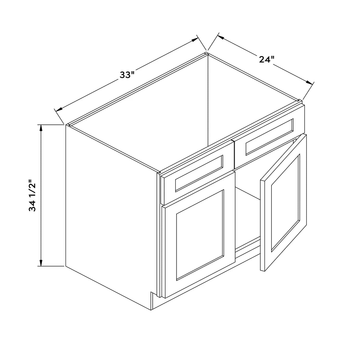 Craft Cabinetry Stain Gray 33”W Sink Cabinet