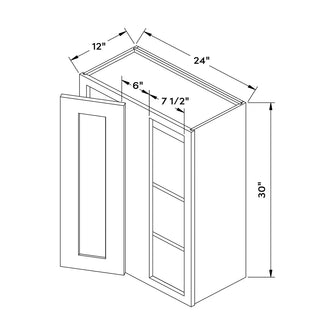 Craft Cabinetry Pure White 24"W x 30"H Blind Wall Corner Cabinet