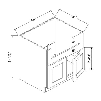 Craft Cabinetry Modern Gray 30"W Sink Cabinet