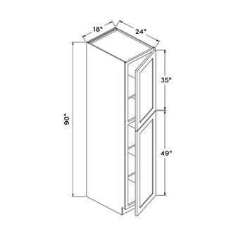 Craft Cabinetry Pure White 18"W x 90"H Pantry Cabinet