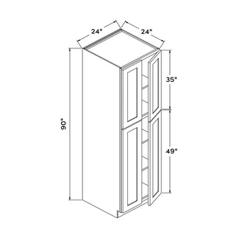 Craft Cabinetry Pure White 24"W x 90"H Pantry Cabinet