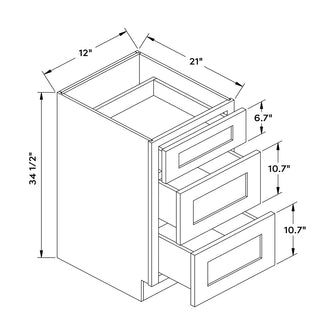 Craft Cabinetry Aqua 12”W Vanity Drawer Base Cabinet