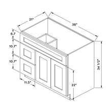 Craft Cabinetry Midnight 36”W Left Drawers Right Door Vanity Cabinet